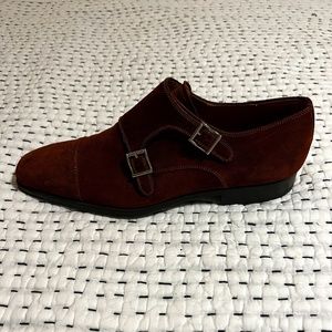 Magnanni Suede Captoe Double Monk Strap Shoes 10